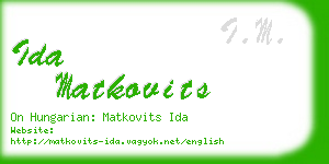 ida matkovits business card